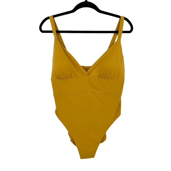 Andie Swim Womens The Bronti One Piece Swimsuit Golden Yellow Plus Size 2XL - Picture 10 of 11